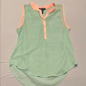 Green and Pink Striped Sleeveless Top